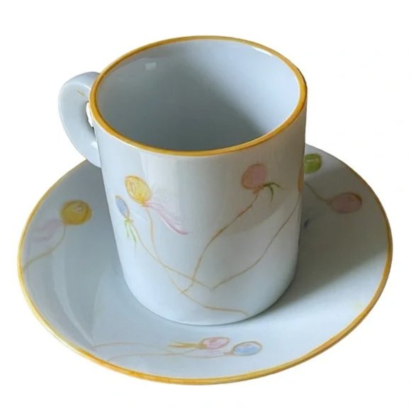 Set: DEMITASSE Bunny cup and sauce, Flowers, Balloons Espresso demitasse 4oz - Picture 4 of 14